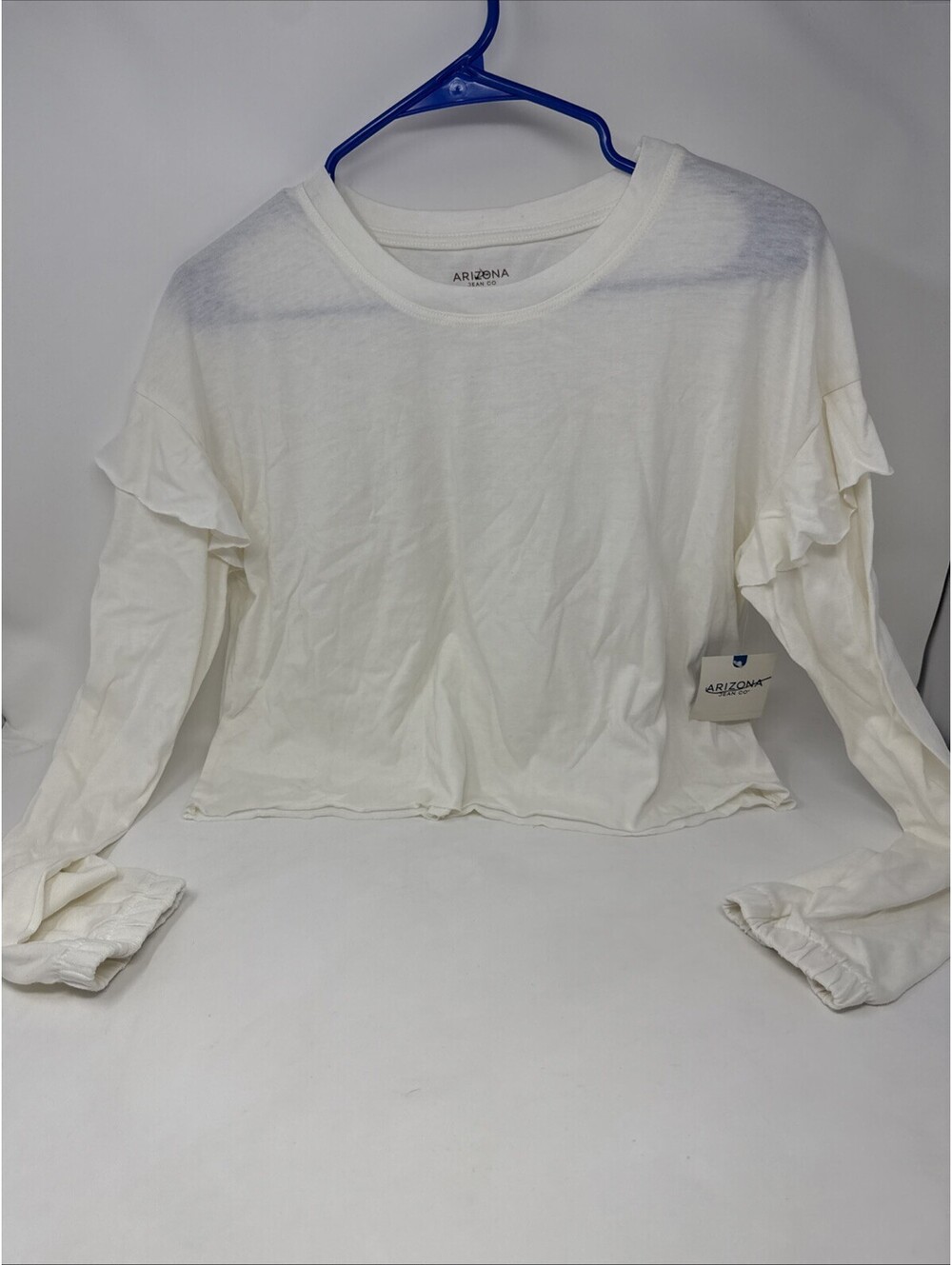 Arizona Jean Co White Long Sleeve Crop Shirt Size L